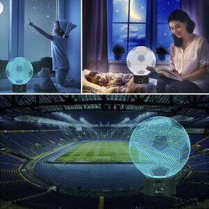 Night Light Soccer Ball Lamp LED 3D 7 Color Changing USB Charge Kids by Elstey